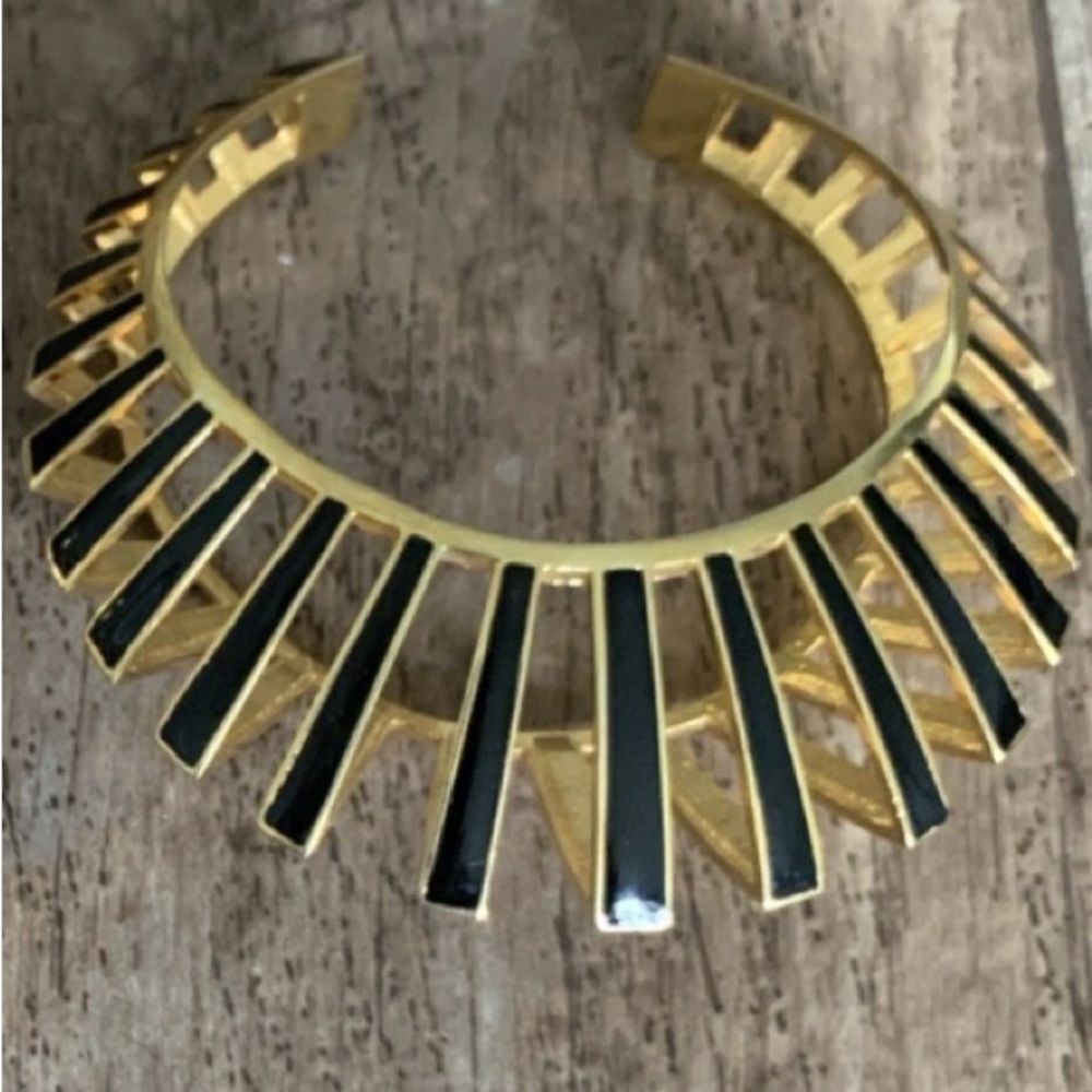 nOir Jewelry Gold and Black Enamel Gasparee Cuff Bracelet